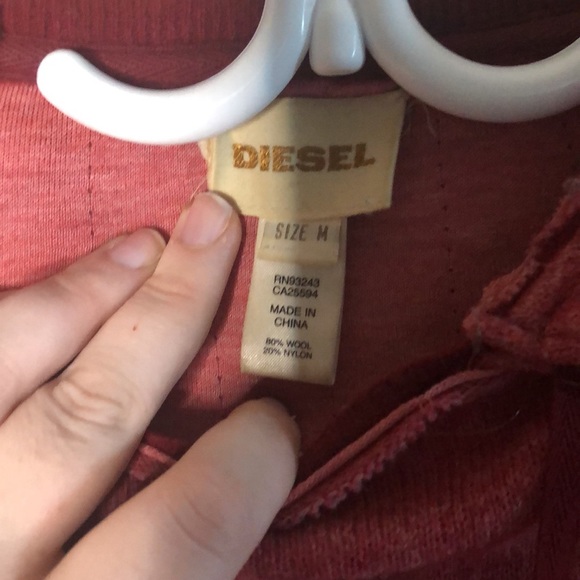 Diesel wool blend raw hem hoodie with pouch - Picture 7 of 7